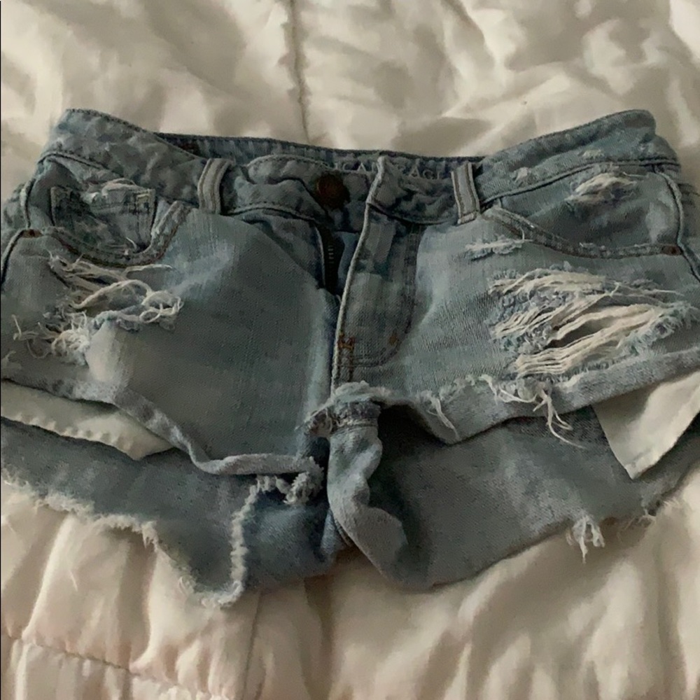 Ripped jean shorts